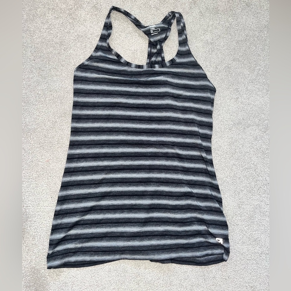 Grey Striped Workout Top